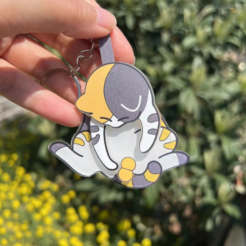 Cat Acrylic Pendant Rotatable Keychain