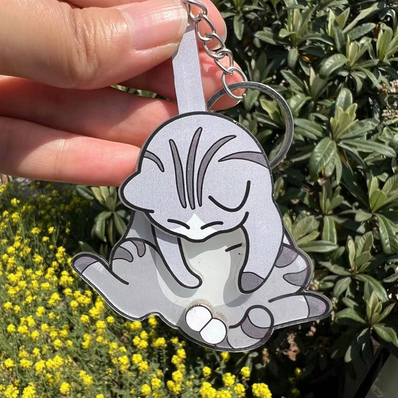 Cat Acrylic Pendant Rotatable Keychain