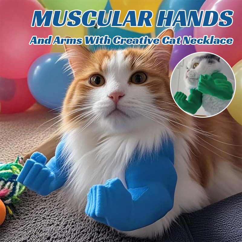 Muscular Hands And Arms With Creative Cat Necklace