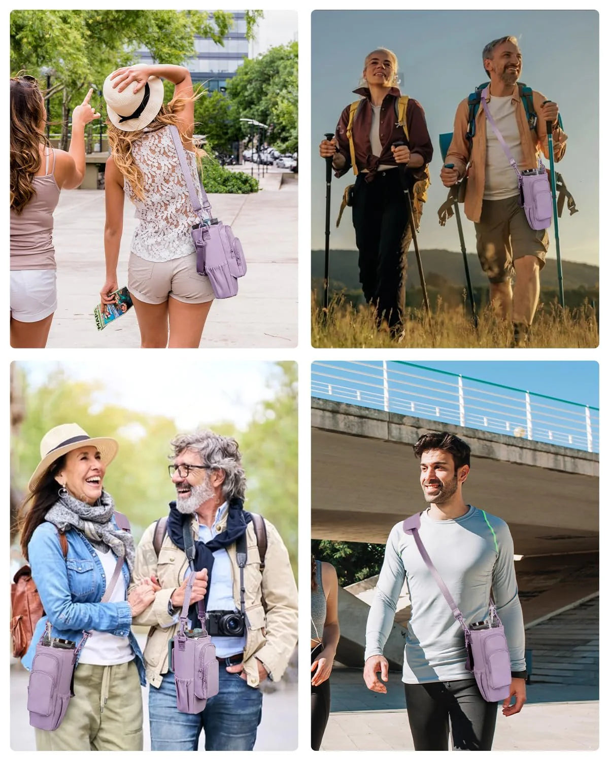 Adjustable shoulder bag with thermos cup holder for 40 oz