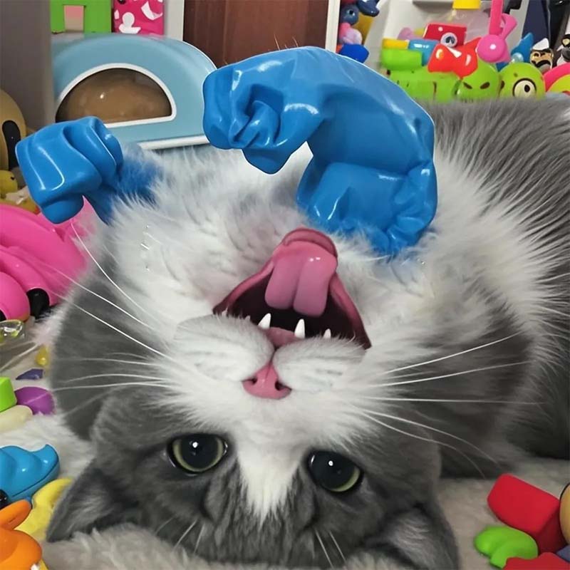 Muscular Hands And Arms With Creative Cat Necklace