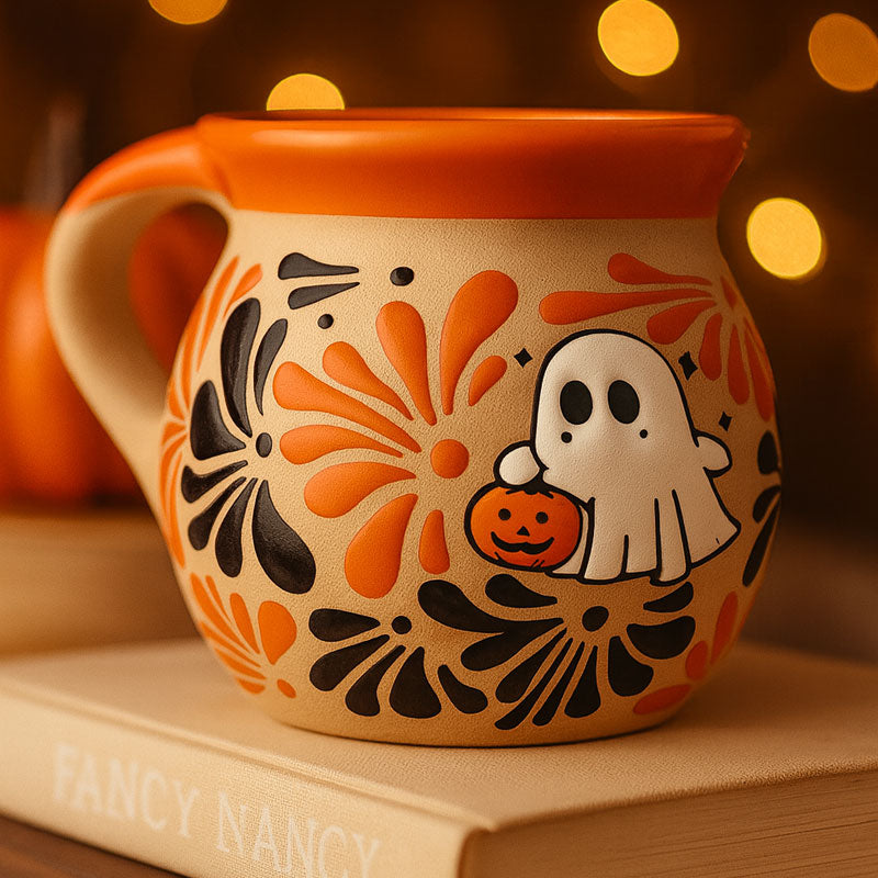 Halloween Ghost & Black Cat Mug ☕👻🐈⬛