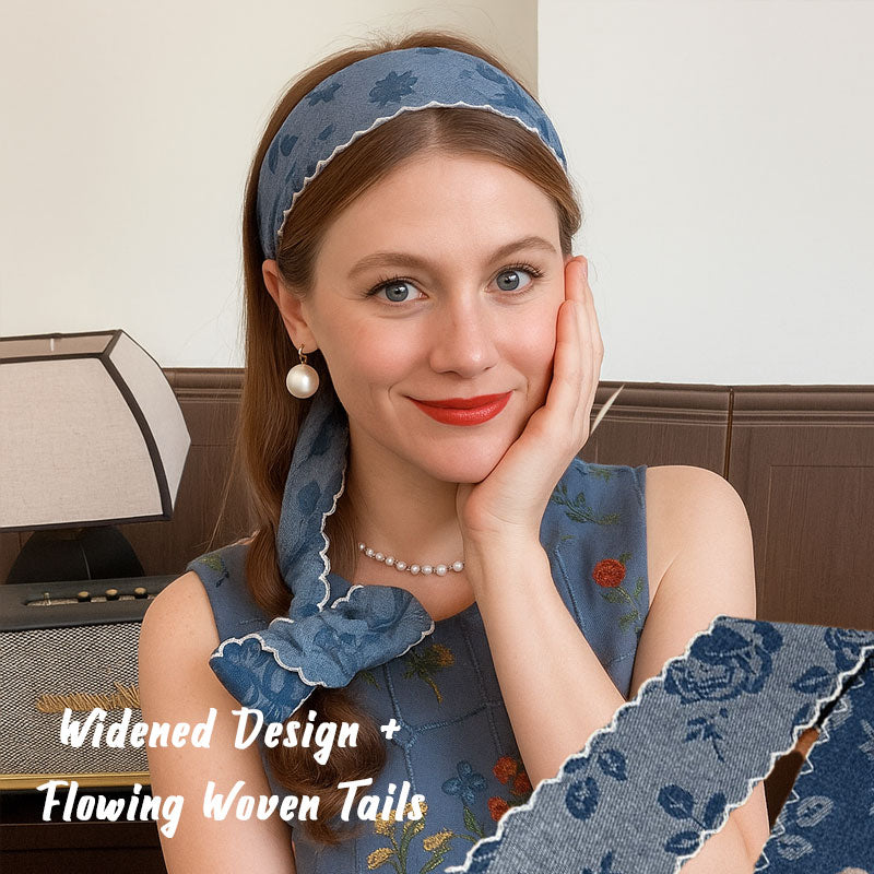 πΉ Boho-Chic Embroidered Denim Headband β Vintage Vibes, Modern Comfort πΏ