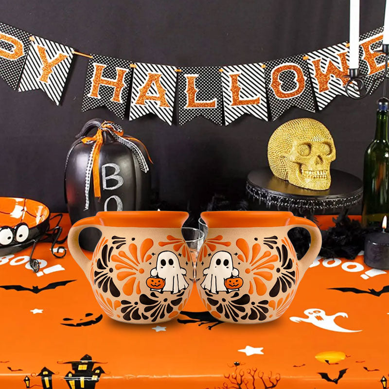 Halloween Ghost & Black Cat Mug ☕👻🐈⬛