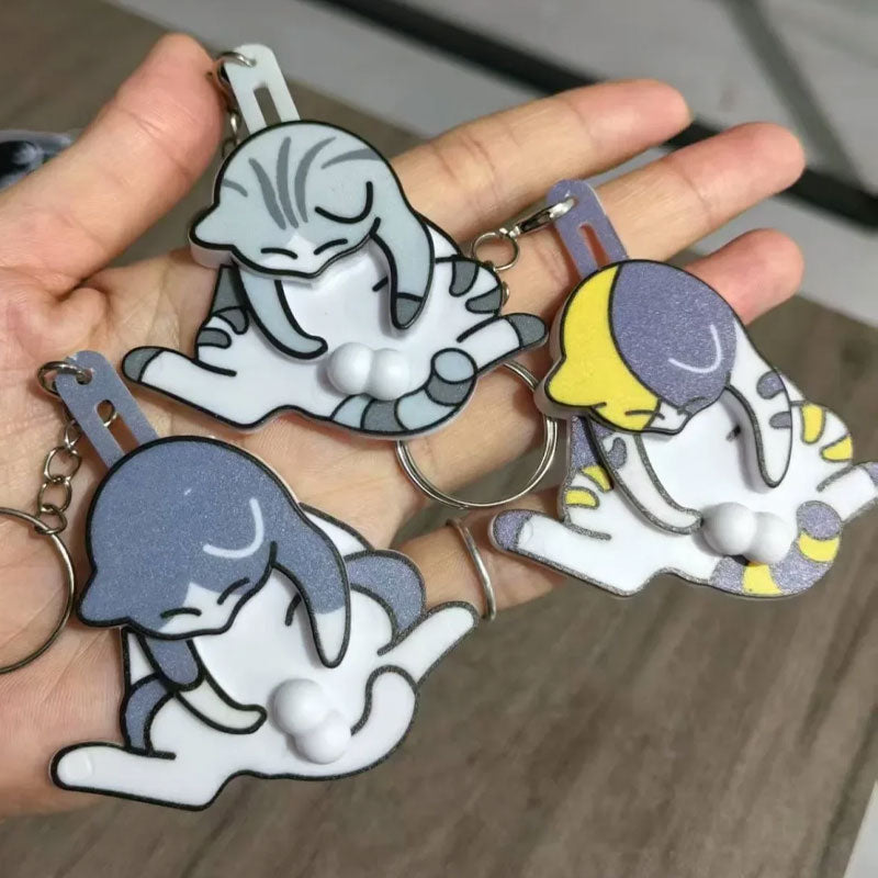 Cat Acrylic Pendant Rotatable Keychain