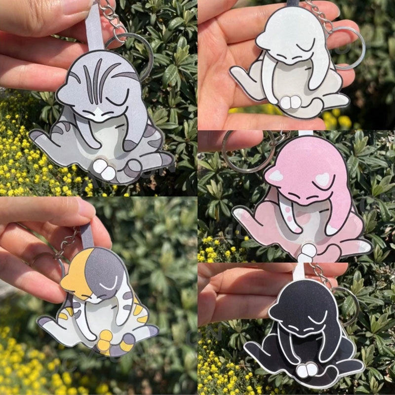 Cat Acrylic Pendant Rotatable Keychain