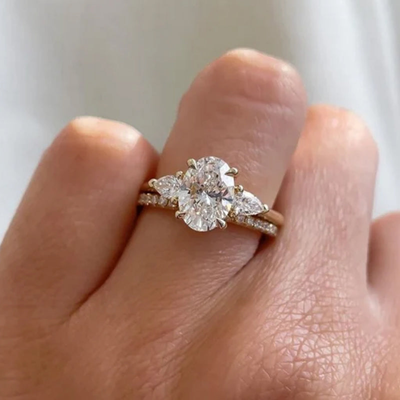 One Carat Moissanite Diamond Ring Stacking Double Ring