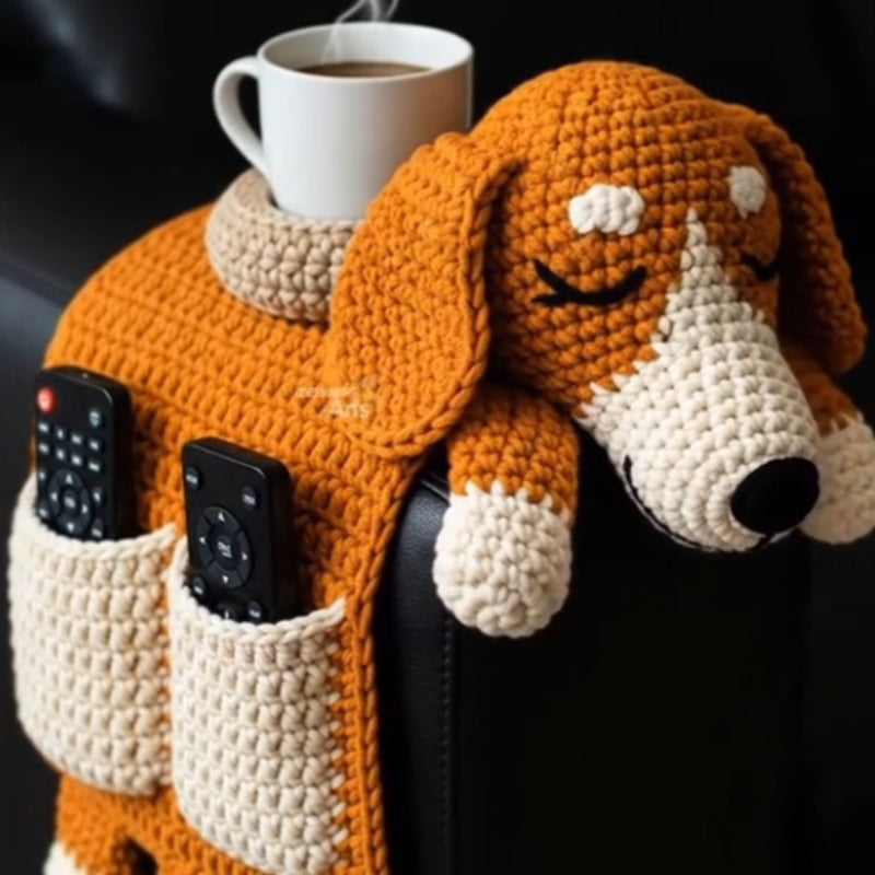 🐶 Warm Companion Atmosphere—Handmade Crochet Dog Sofa Storage Bag