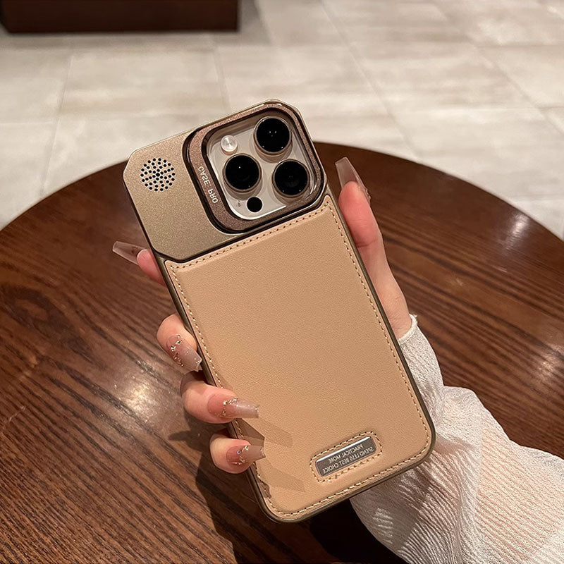 Leather Lens Holder Phone Case