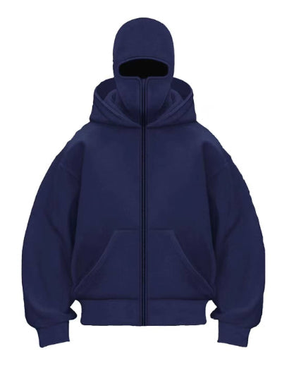 Double-layer Hooded Zip-up Sweatshirt