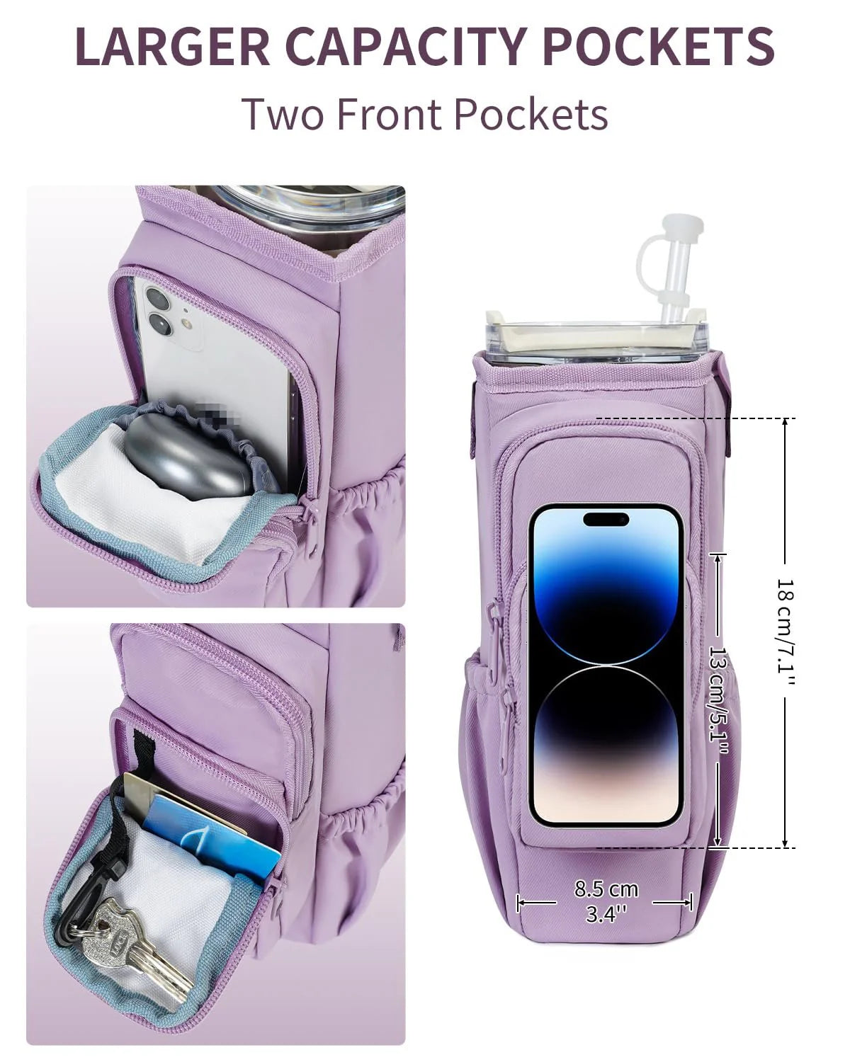 Adjustable shoulder bag with thermos cup holder for 40 oz