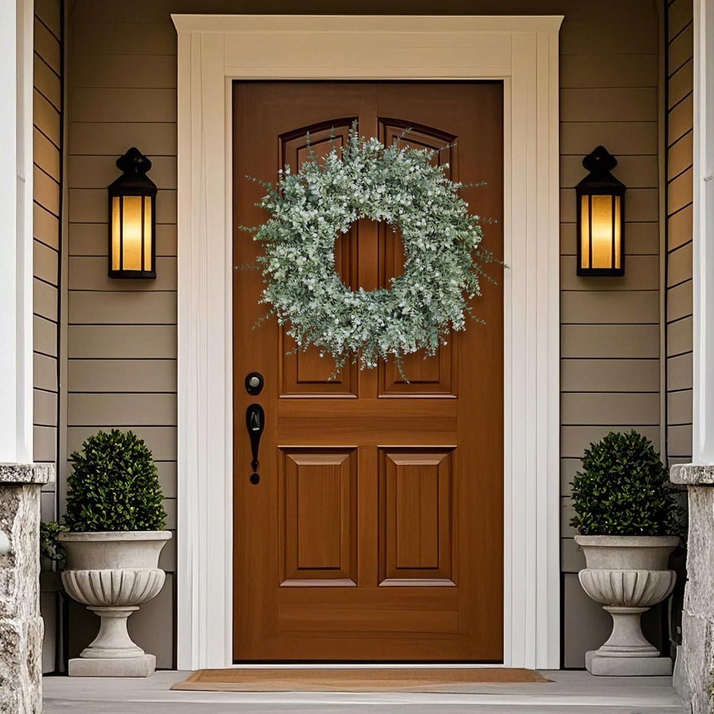 Artificial Floral Door Wreath (Eucalyptus, Lavender, & Baby's Breath)