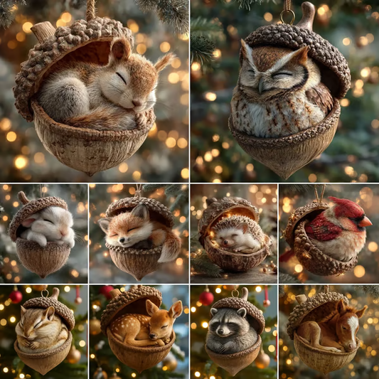🔥Black Friday Pre-Sale - Up to 49% OFF!❤️🎁 Forest Animal Acorn Ornaments – Cozy Forest Christmas Ornaments