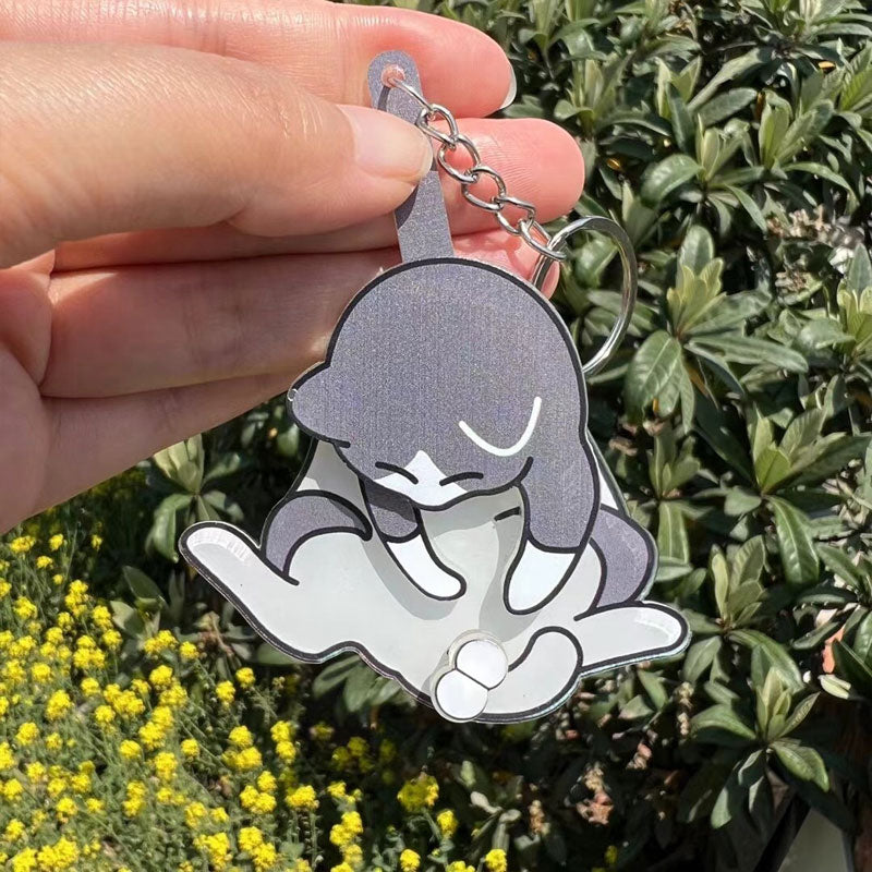 Cat Acrylic Pendant Rotatable Keychain