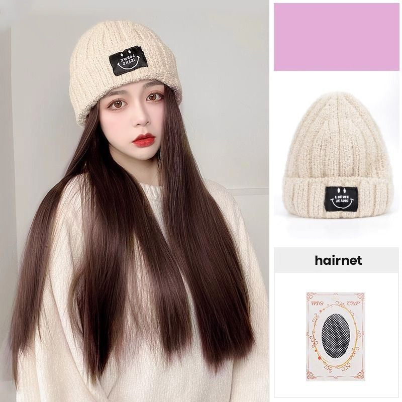 Wig With Removable Knitted Hood