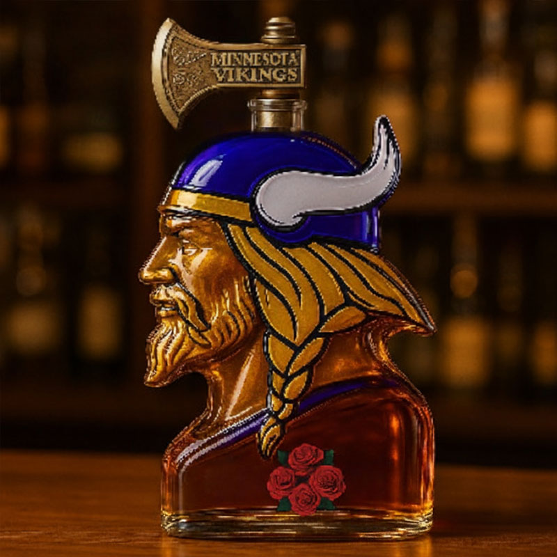 Glass Bottle With Wine In The Shape Of A Human Head