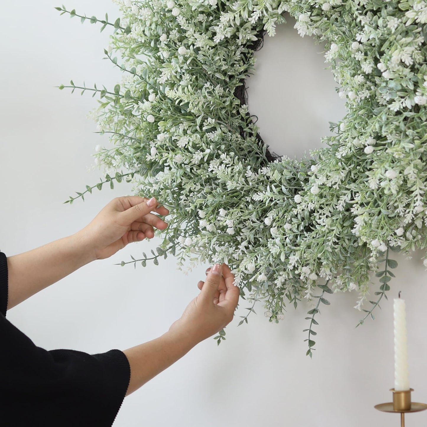 Artificial Floral Door Wreath (Eucalyptus, Lavender, & Baby's Breath)