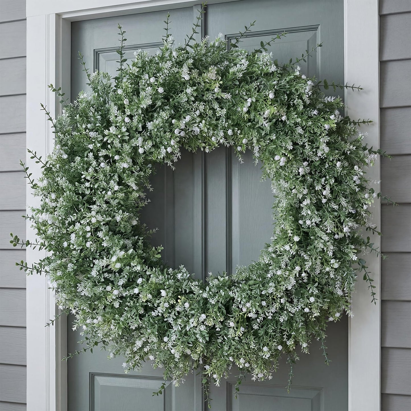 Artificial Floral Door Wreath (Eucalyptus, Lavender, & Baby's Breath)