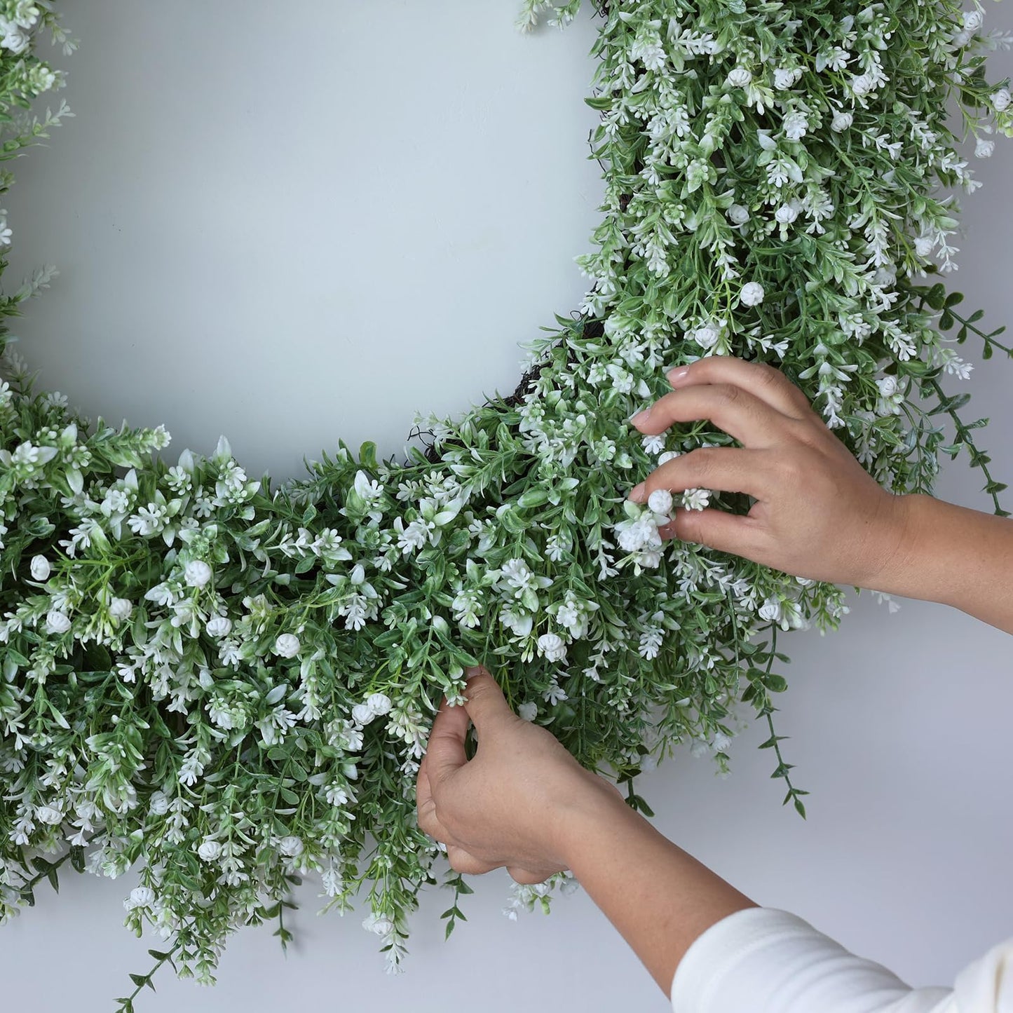 Artificial Floral Door Wreath (Eucalyptus, Lavender, & Baby's Breath)