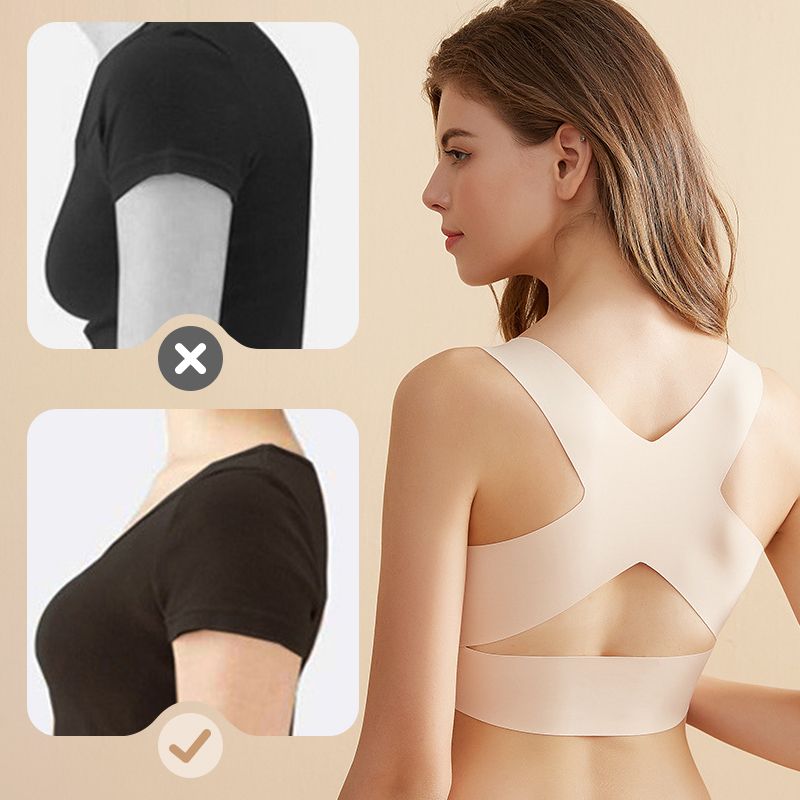 Wireless Support Bra with Front Closure and Crossed Straps at the Back