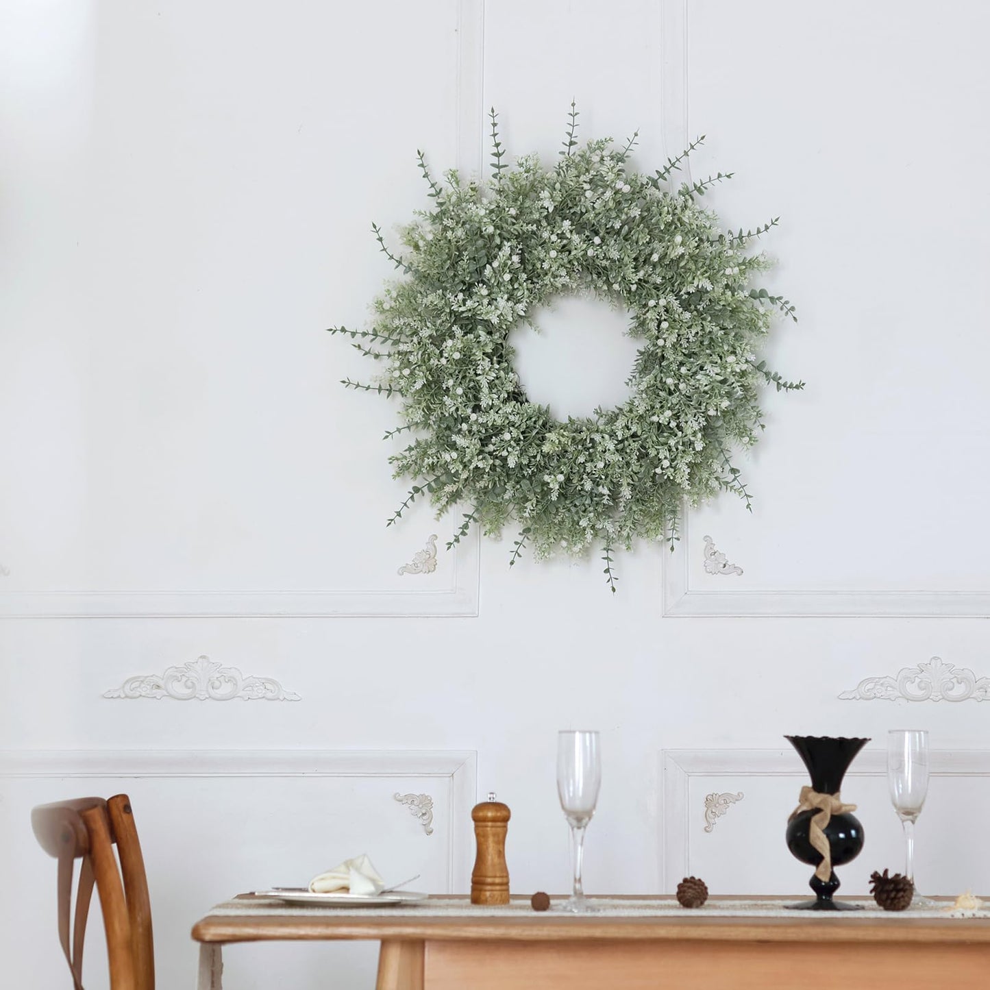 Artificial Floral Door Wreath (Eucalyptus, Lavender, & Baby's Breath)