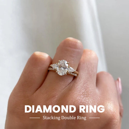 One Carat Moissanite Diamond Ring Stacking Double Ring