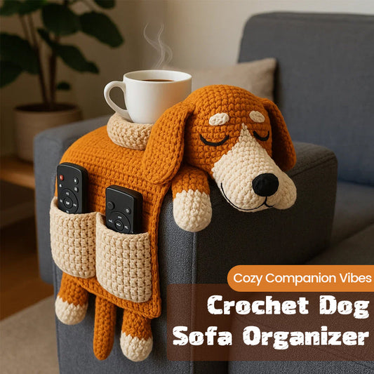 🐶 Warm Companion Atmosphere—Handmade Crochet Dog Sofa Storage Bag