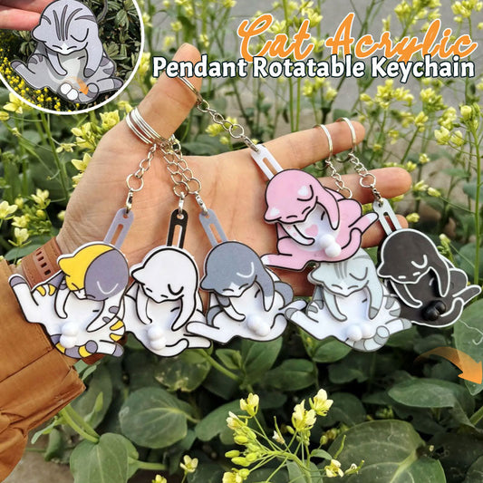 Cat Acrylic Pendant Rotatable Keychain