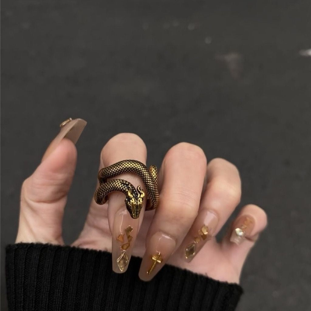 Dark Punk Gold Snake Open Ring — A Symbol of Power and Rebellion 🐍