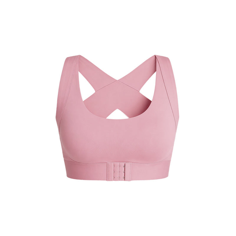 Wireless Support Bra with Front Closure and Crossed Straps at the Back