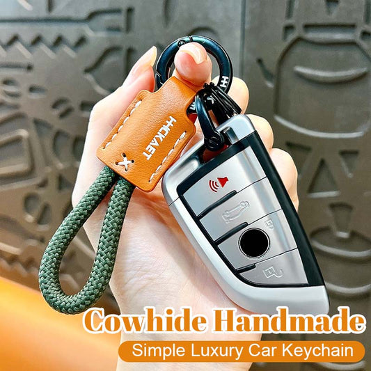 Cowhide Handmade Simple Luxury Car Keychain