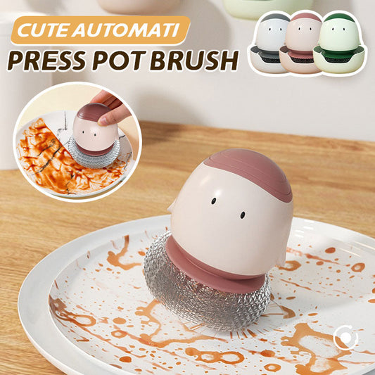 🍳 Cute Automatic Press Pot Brush