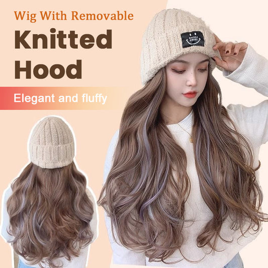 Wig With Removable Knitted Hood