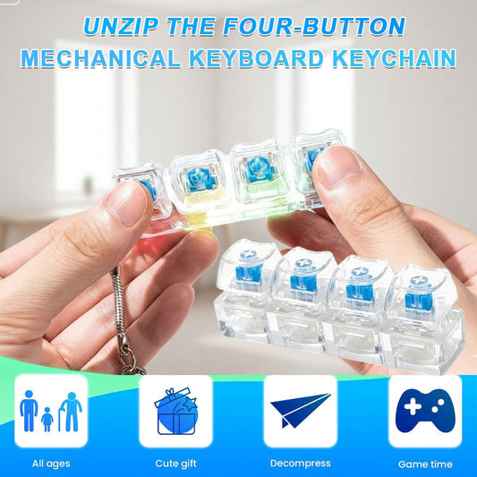 Unzip The Four-button Mechanical Keyboard Keychain 🎮