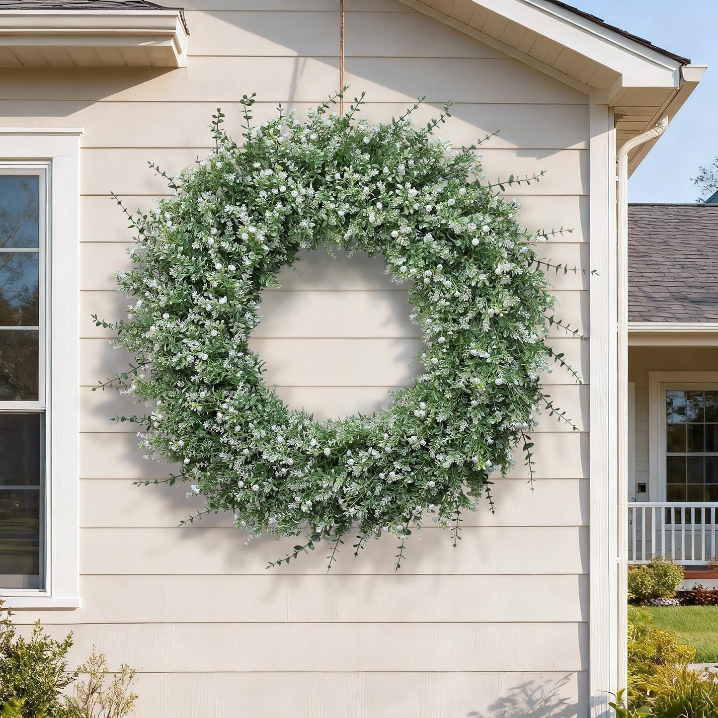 Artificial Floral Door Wreath (Eucalyptus, Lavender, & Baby's Breath)