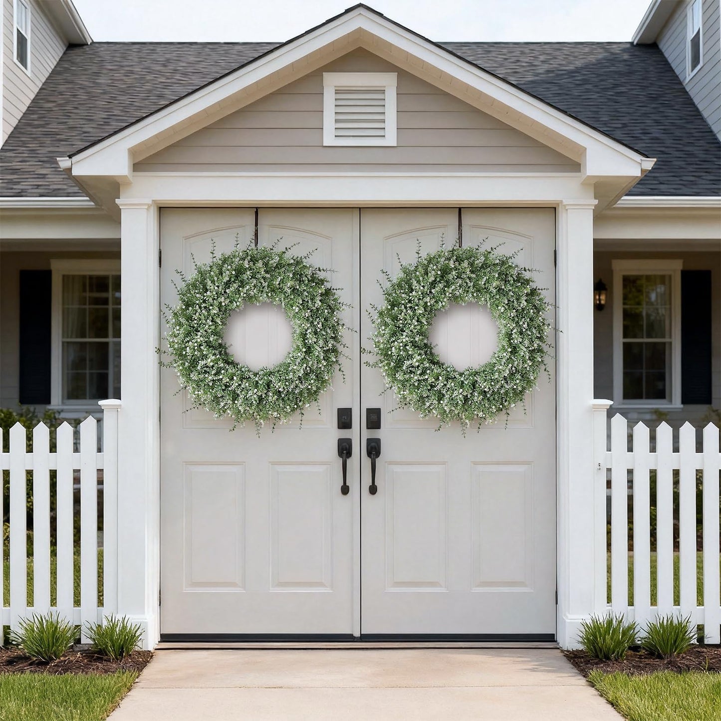 Artificial Floral Door Wreath (Eucalyptus, Lavender, & Baby's Breath)