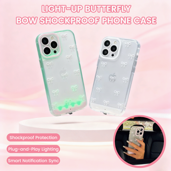 🎀 Light-Up Butterfly Bow Shockproof Phone Case