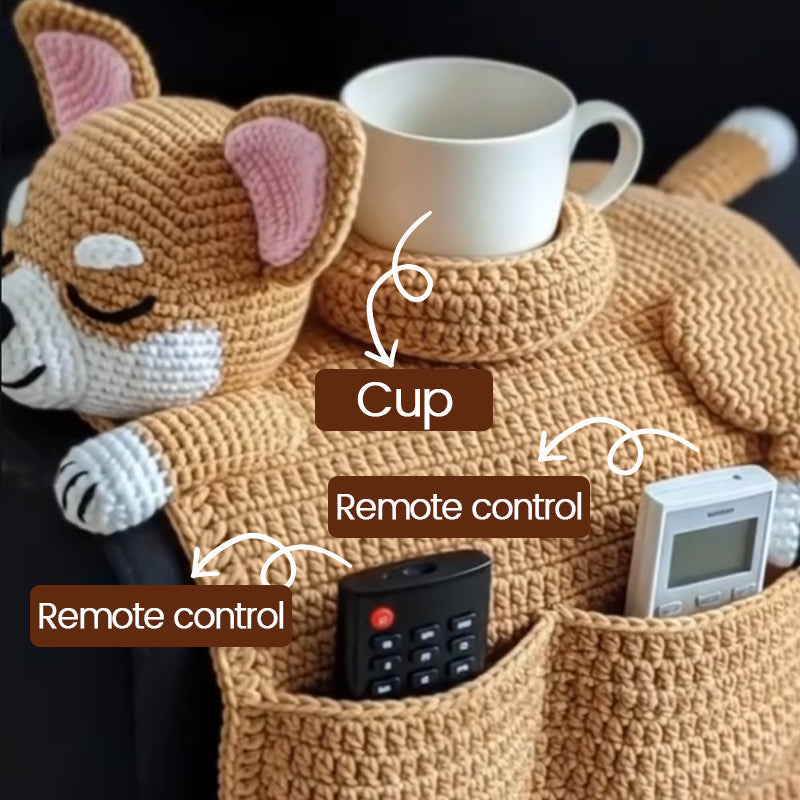 🐶 Warm Companion Atmosphere—Handmade Crochet Dog Sofa Storage Bag