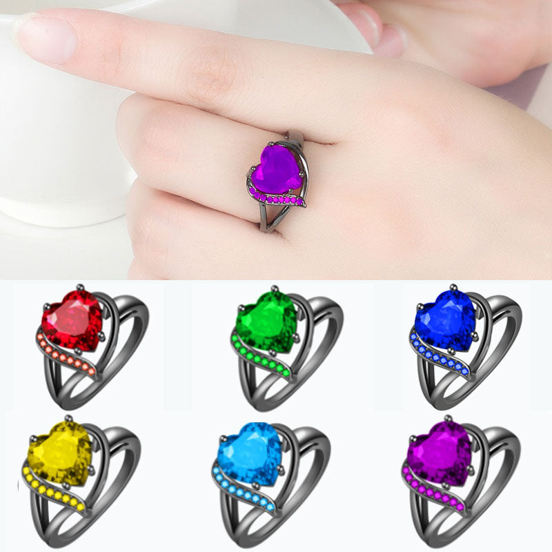 Colorful Heart-Shaped Zircon Ring✨