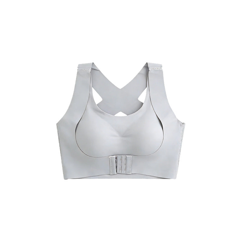 Wireless Support Bra with Front Closure and Crossed Straps at the Back