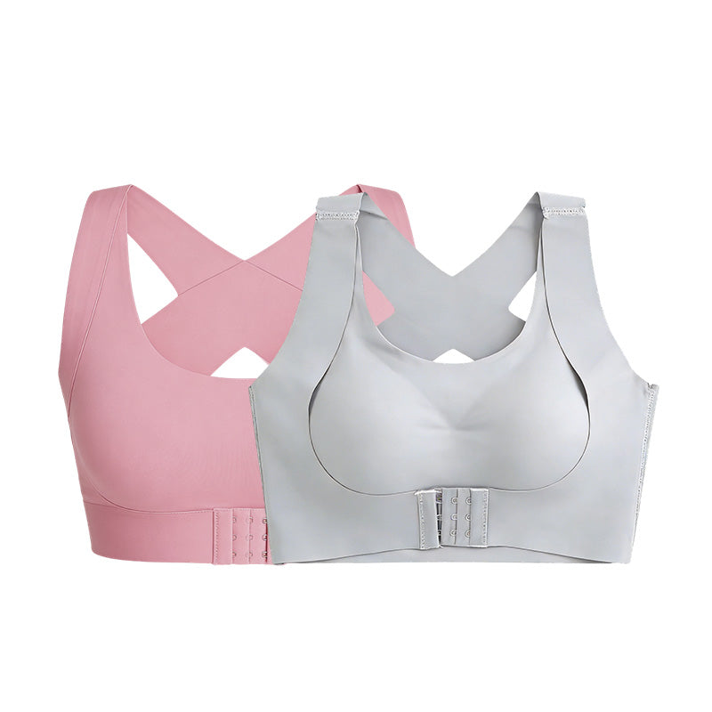 Wireless Support Bra with Front Closure and Crossed Straps at the Back