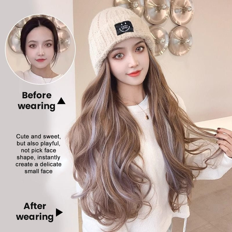 Wig With Removable Knitted Hood