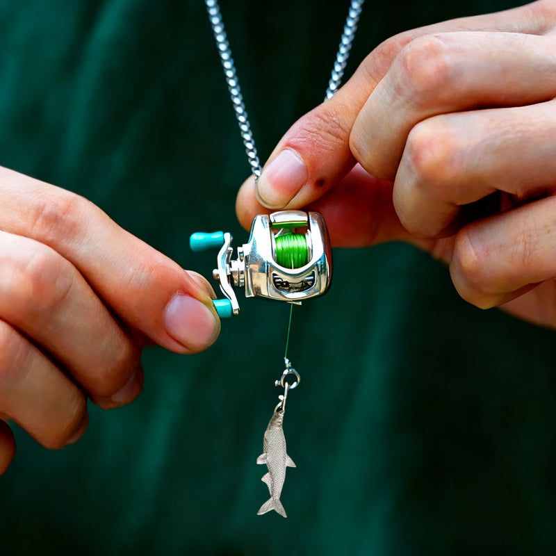 🎣 Mini Fishing Reel Necklace · Take Your Passion Everywhere 🎣