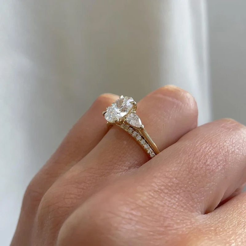 One Carat Moissanite Diamond Ring Stacking Double Ring