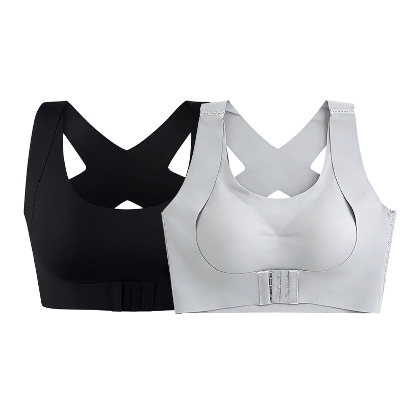 Wireless Support Bra with Front Closure and Crossed Straps at the Back