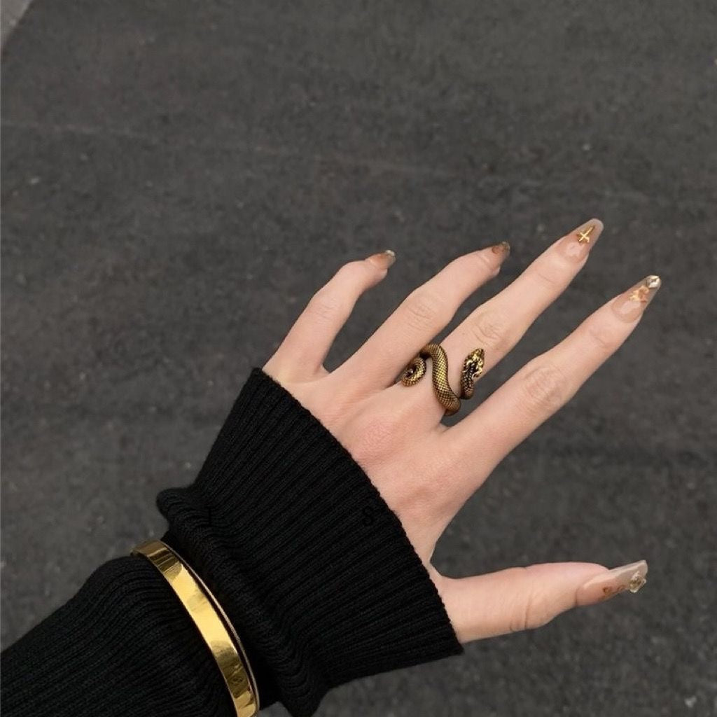 Dark Punk Gold Snake Open Ring — A Symbol of Power and Rebellion 🐍