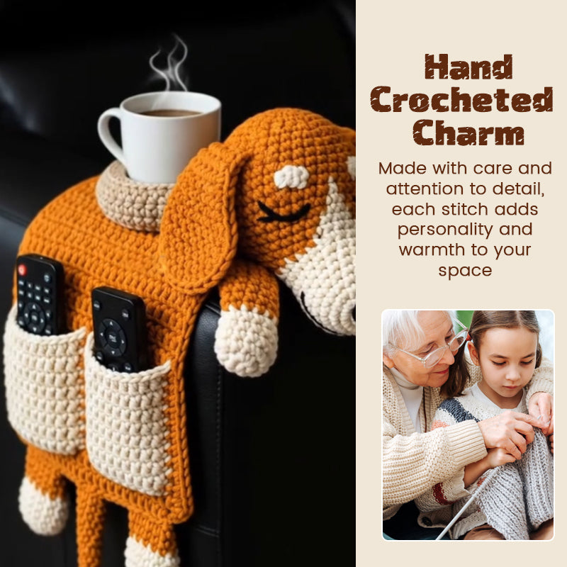 🐶 Warm Companion Atmosphere—Handmade Crochet Dog Sofa Storage Bag