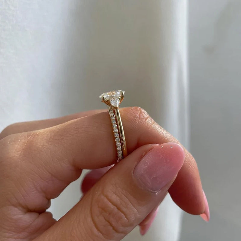 One Carat Moissanite Diamond Ring Stacking Double Ring