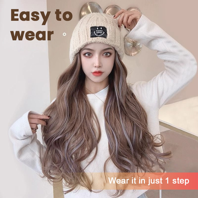 Wig With Removable Knitted Hood