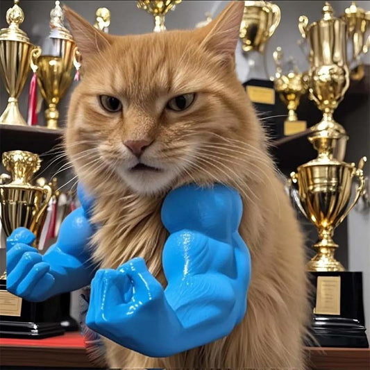 Muscular Hands And Arms With Creative Cat Necklace